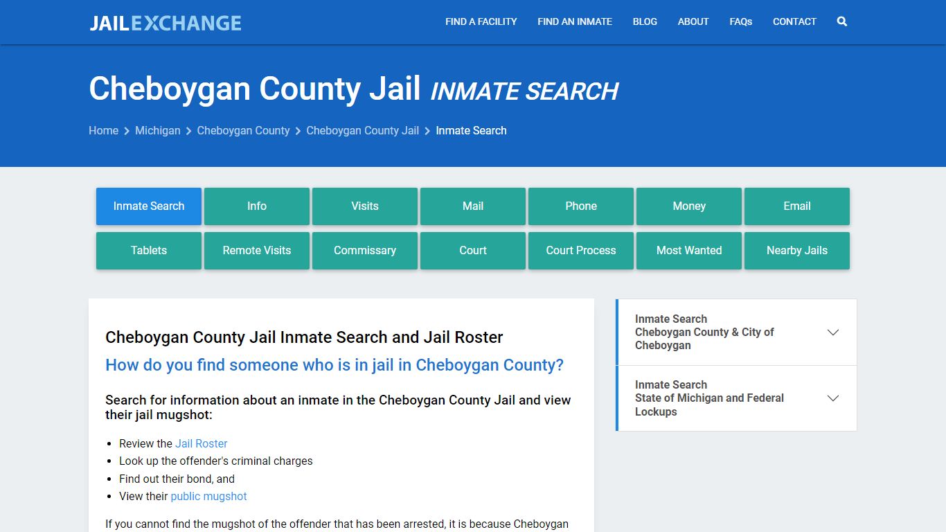 Inmate Search: Roster & Mugshots - Cheboygan County Jail, MI