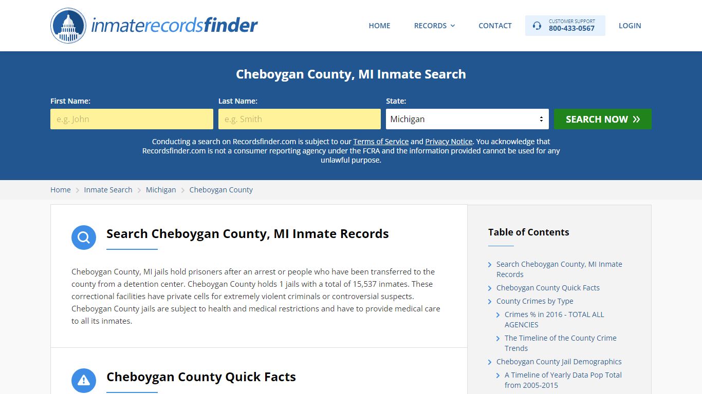 Cheboygan County, MI Inmate Lookup & Jail Records Online